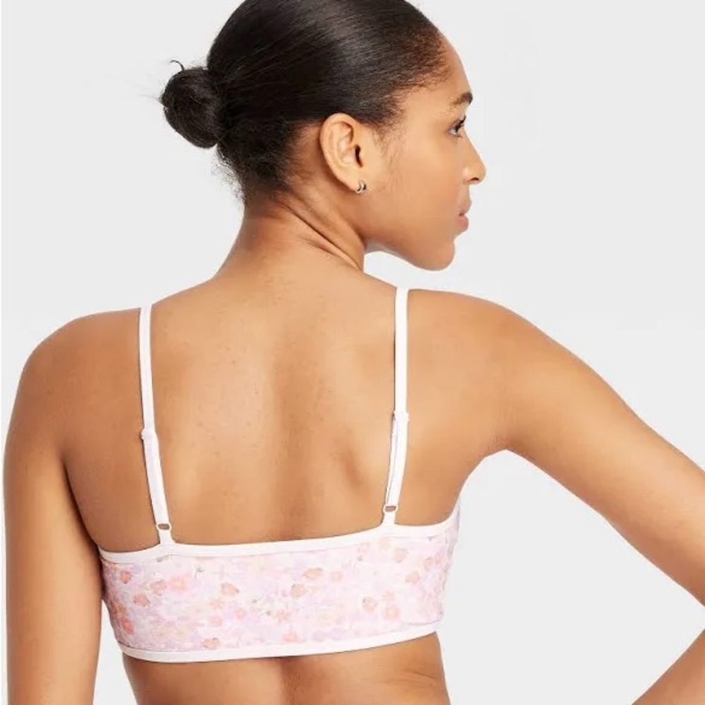 JoyLab Women's Piped Sports Bra Pink Floral Print - Picture 2 of 5